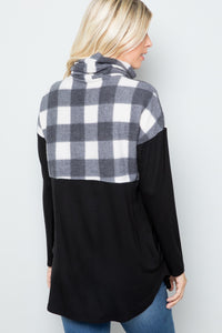 Thumbnail for Celeste Pocketed Plaid Turtleneck Long Sleeve Blouse - T - 1 COLOR -