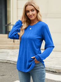 Thumbnail for Round Neck Long Sleeve T-Shirt - T - 5 COLORS -