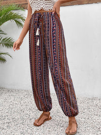 Thumbnail for Tassel Printed High Waist Pants - T - 1 COLOR -