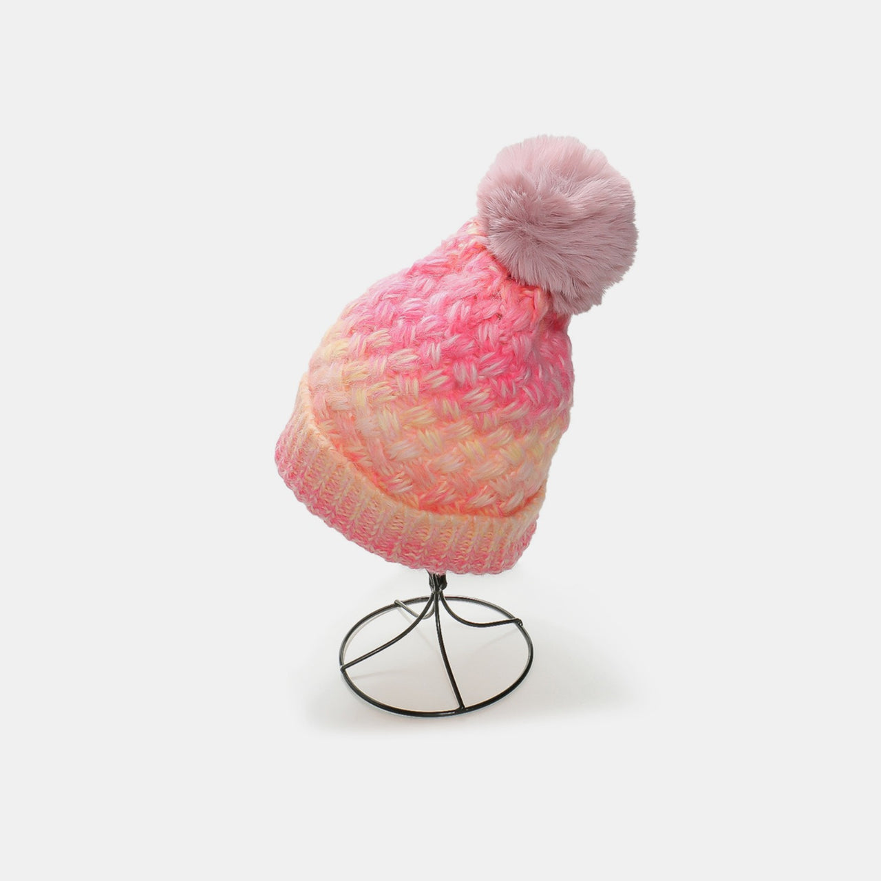 Gradient Knit Hat with Pompom - T - 6 COLORS -