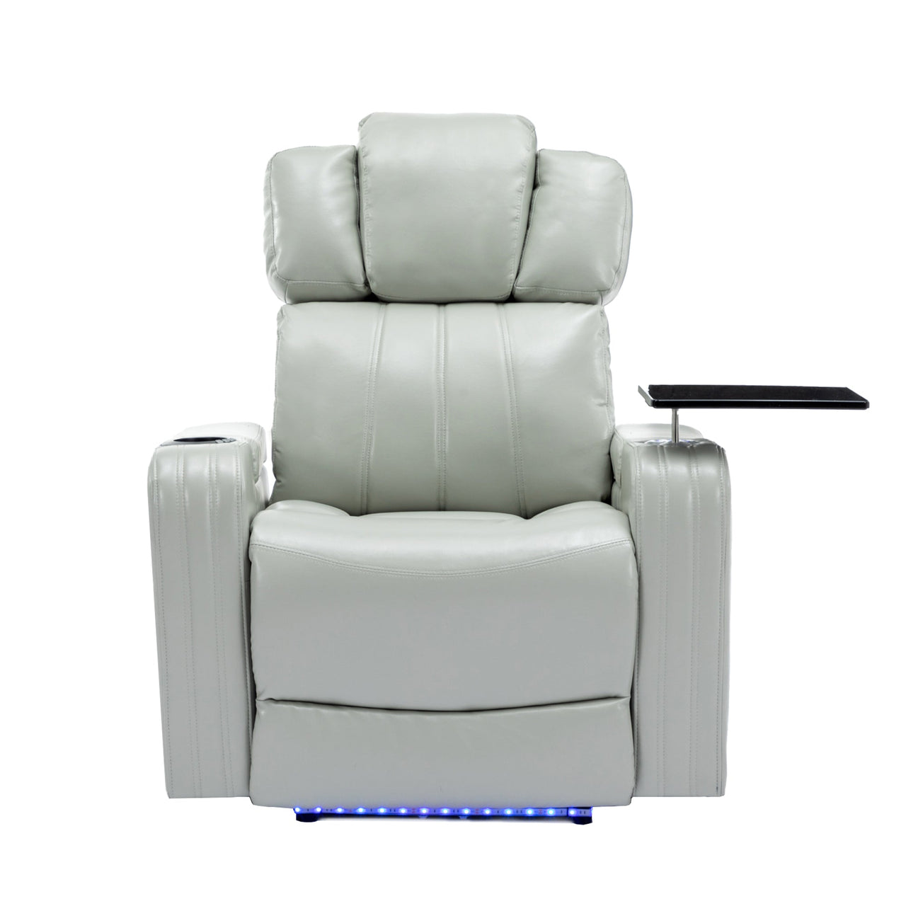 PU Leather Power Recliner Individual Seat Home Theater Recliner With Cooling Cup Holder, Bluetooth Speaker, LED Lights,