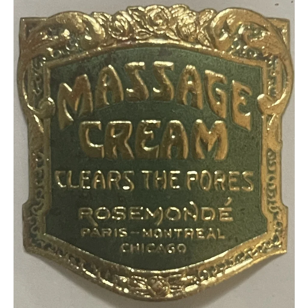 Very Rare 💎 Antique 1910s Massage Cream Gold Embossed Label, Paris, Montreal, Chicago!