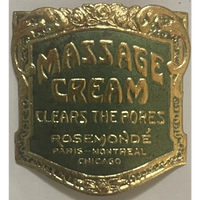 Thumbnail for Very Rare 💎 Antique 1910s Massage Cream Gold Embossed Label, Paris, Montreal, Chicago!