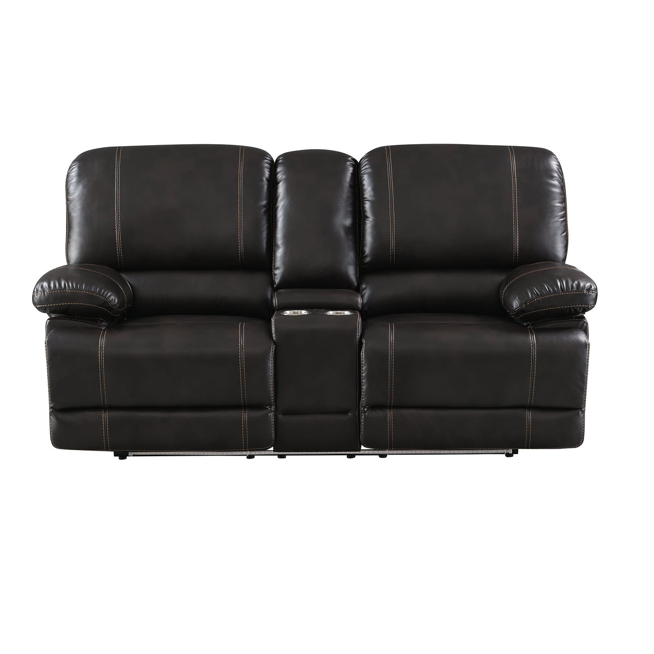 Recliner Chair Sofa Manual Reclining Home Seating Seats  Movie Theater Chairs With Cup Holders and Storage Box, Brown