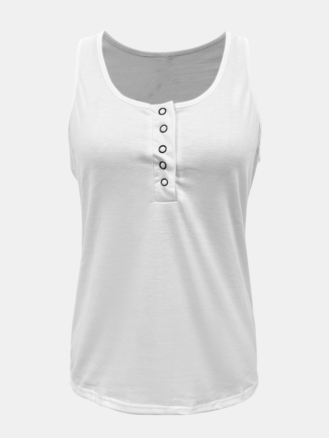 Full Size Quarter Snap Scoop Neck Tank - SIZES S THRU 3XL - T - 8 COLORS -