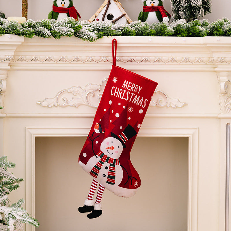 Printed Christmas Stocking Hanging Dangling legs & feet  - [5-10 DAY DELIVERY] - 21.7" HT. - 4 TYPES - T -