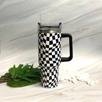 Thumbnail for Ellison & Young - Stylish Checker Large Water Cup With Handle - 2 COLORS -