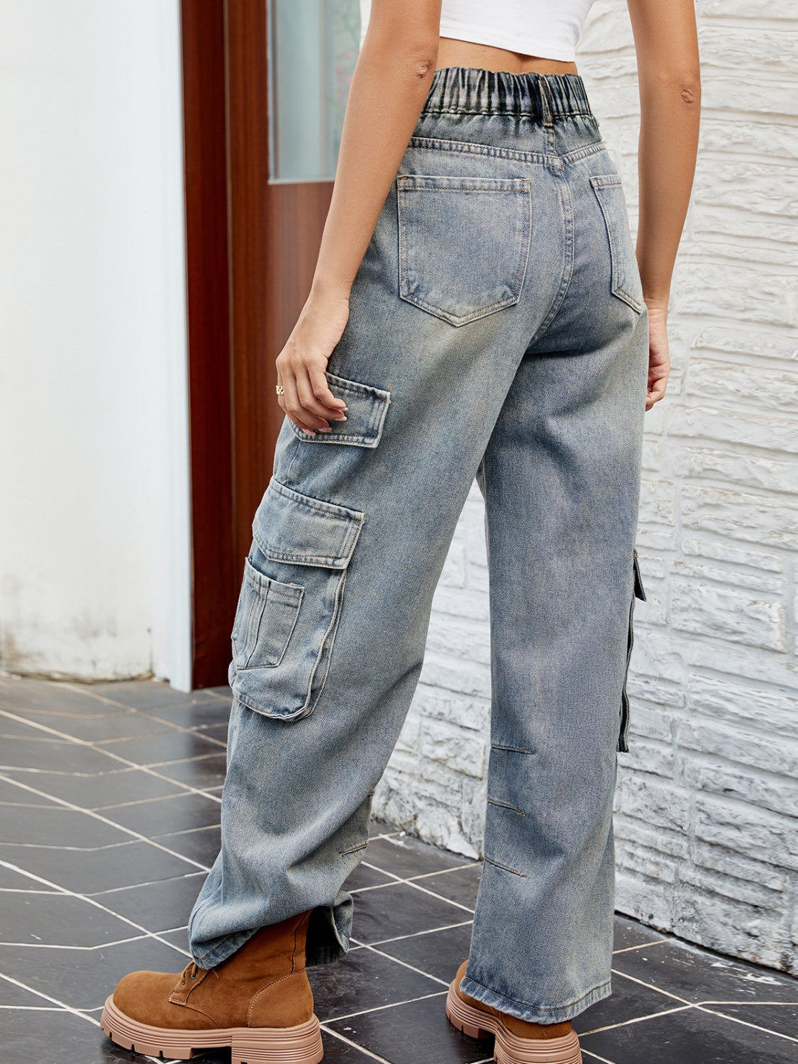 Washed Jeans with Pockets - T - 1 COLOR - CHECK OUT OUR WOMENS PANTS SELECTION! -