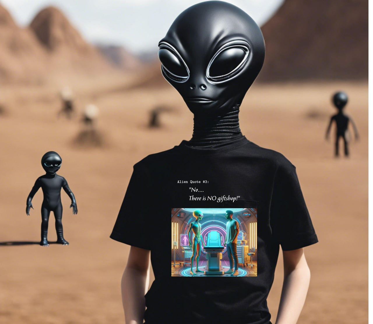 Alien T-Shirt "No .. There is no Gift Shop", Alien Quote #3 - 2 COLORS -