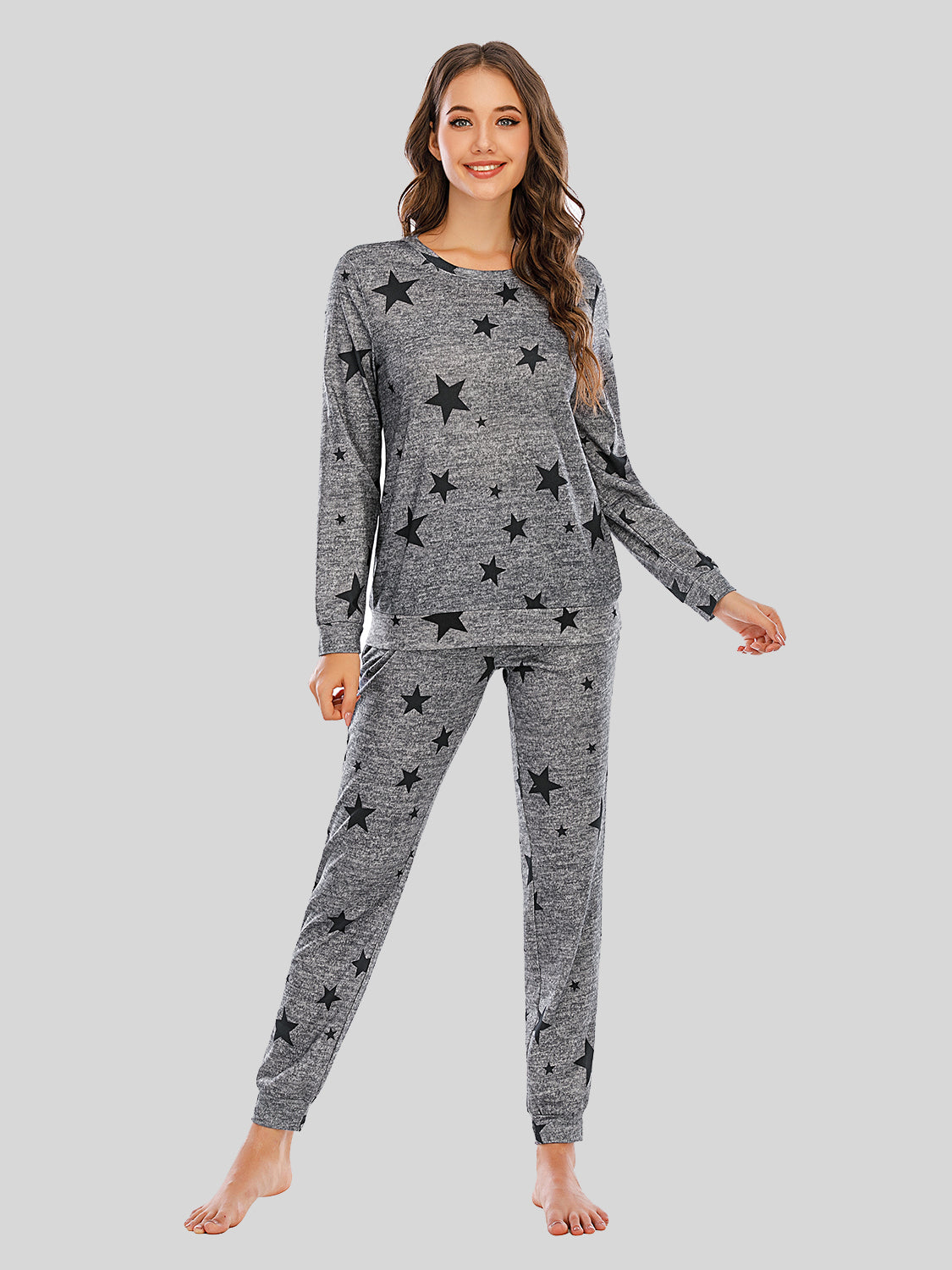 Star Top and Pants Lounge Set - 2 PCS. - T - 4 COLORS -