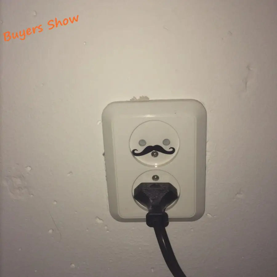 12pcs Funny Light Switch Sticker Mustache Funny Outlet Vinyl Decal Stickers  - 12 MOUSTACHES -