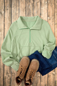 Thumbnail for Half Zip Long Sleeve Sweatshirt - T - 1 COLOR -