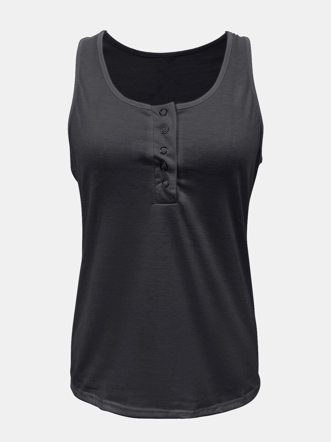 Full Size Quarter Snap Scoop Neck Tank - SIZES S THRU 3XL - T - 8 COLORS -