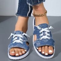 Thumbnail for Open Toe Lace Up Sandals - T - 1 COLOR -