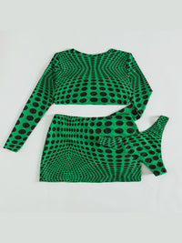 Thumbnail for Polka Dot Long Sleeve Three-Piece Swim set - 3 PCS. - T - 2 COLORS -