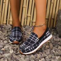 Thumbnail for Plaid Round Toe Slip-Ons - T - 1 COLOR -