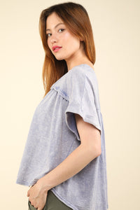 Thumbnail for VERY J Nochted Short Sleeve Washed T-Shirt - T - 1 COLOR -