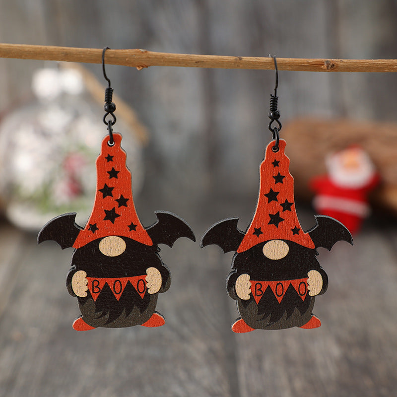 Wooden Point Hat Gnome Shape Earrings - T - 1 COLOR -