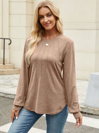 Thumbnail for Round Neck Long Sleeve T-Shirt - T - 5 COLORS -