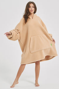 Thumbnail for Lantern Sleeve Oversized Hooded Fuzzy Lounge Dress - 1 LARGE OVERSIZE - T - 2 COLORS -