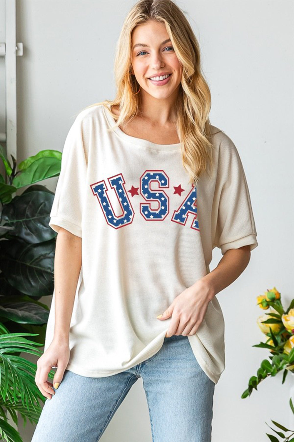 HOPELY USA Graphic Round Neck T-Shirt - T - 1 COLOR -