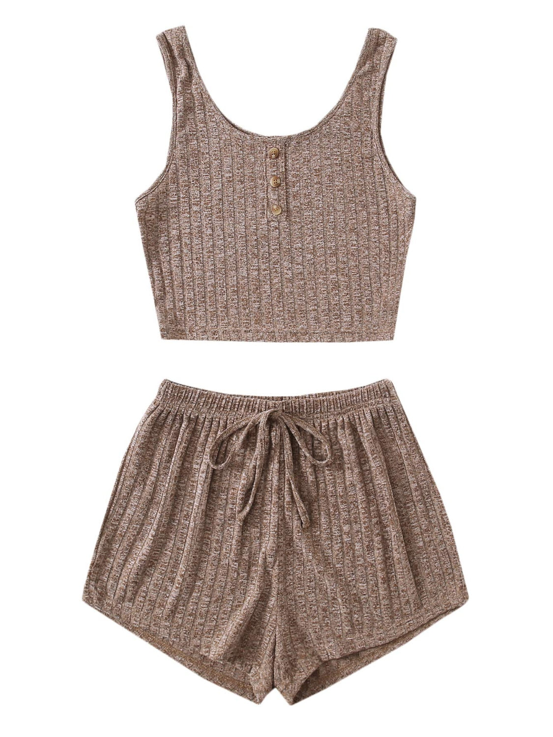 Scoop Neck Top and Shorts Lounge Set - 2 PCS. - T - 4 COLORS -