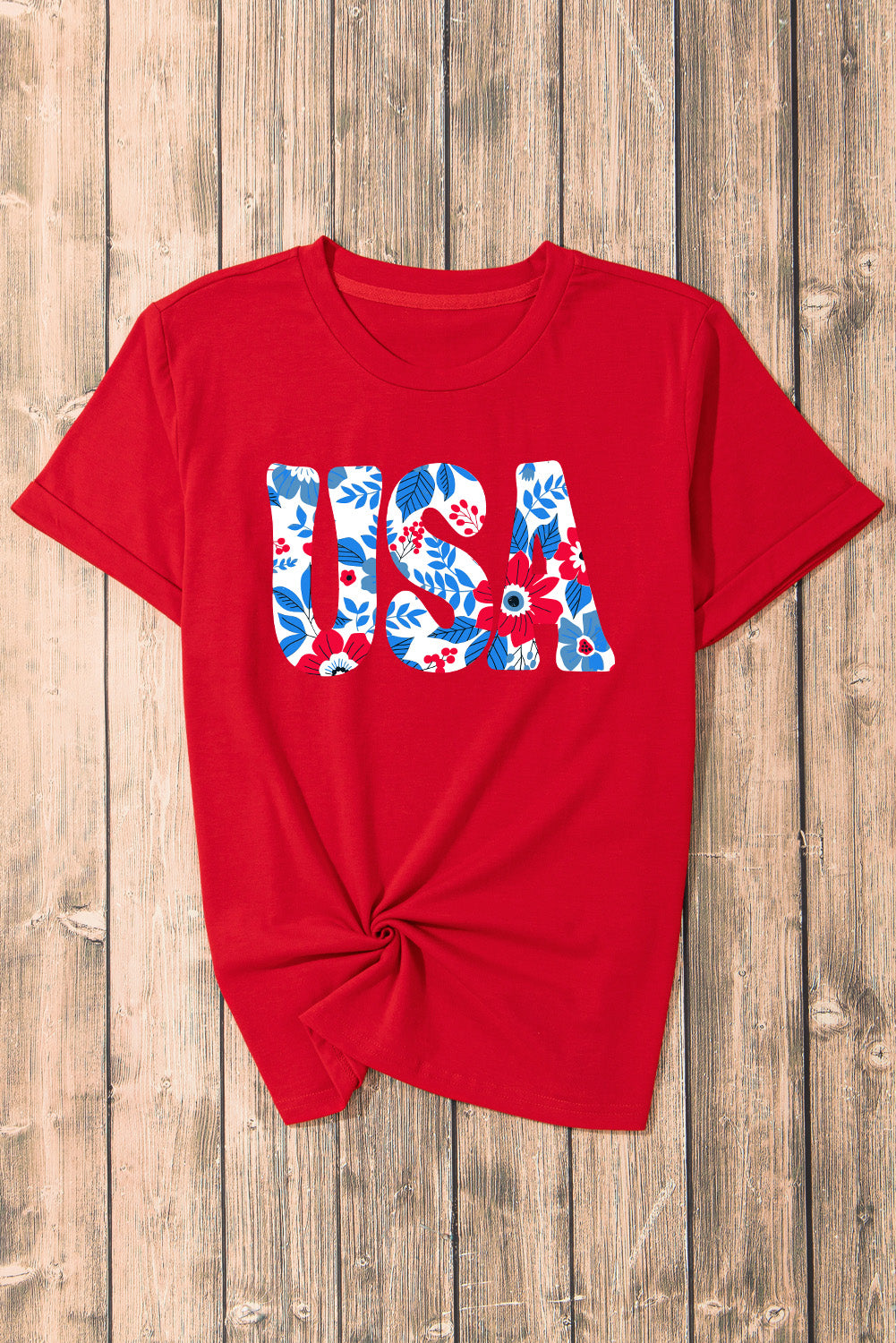 USA Round Neck Short Sleeve T-Shirt - T - 1 COLOR -