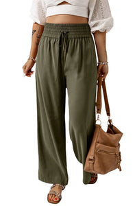 Thumbnail for Smocked High Waist Wide Leg Pants - T - 1 COLOR -