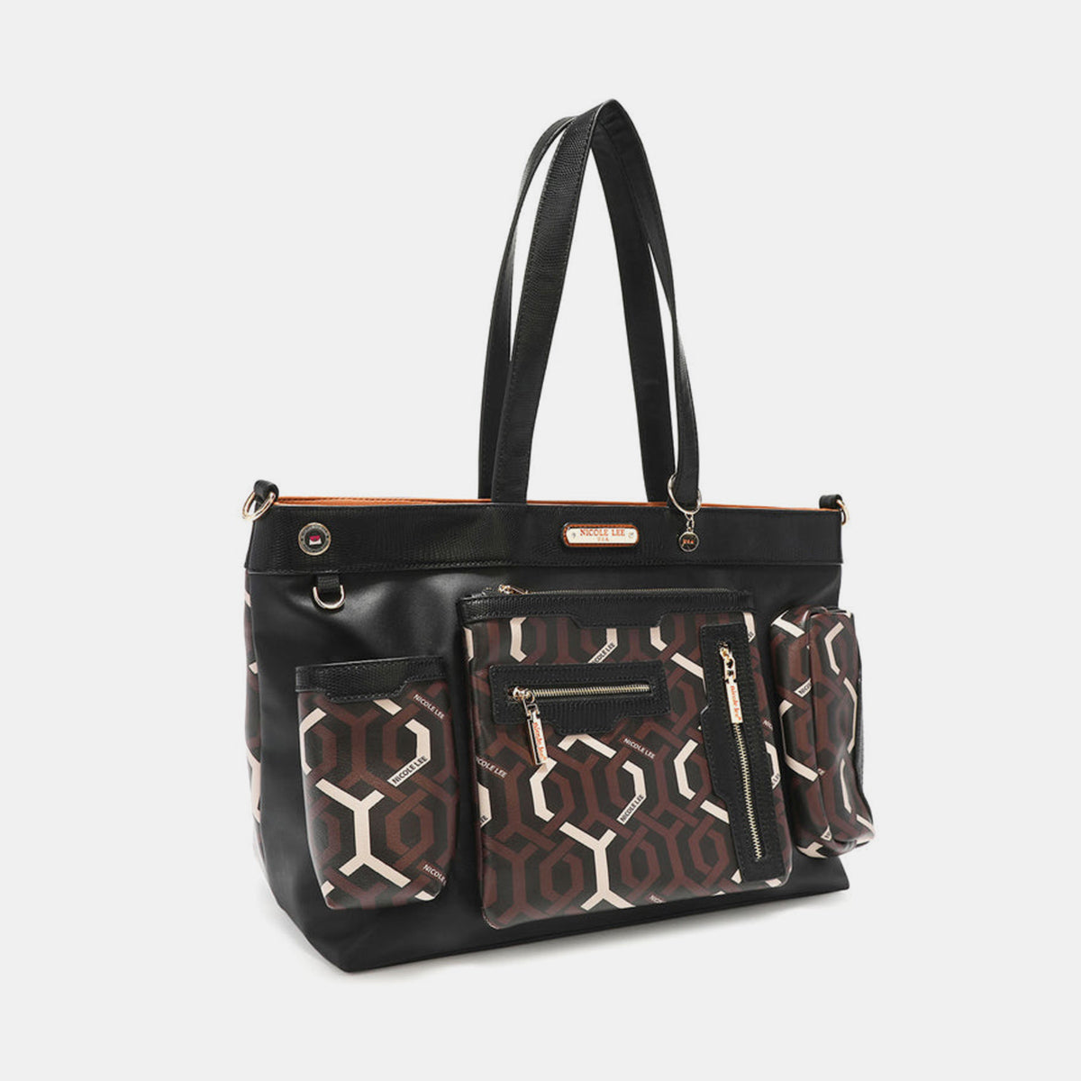 Nicole Lee USA Geometric Pattern Large Handbag - T - 1 COLOR -