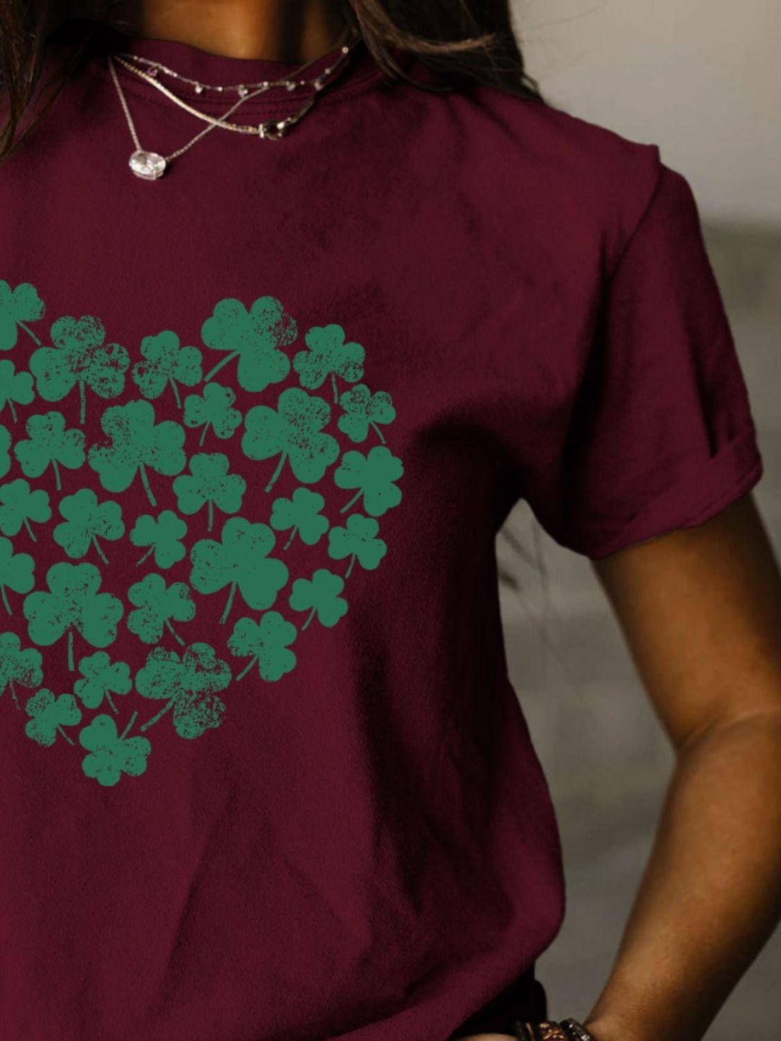 Full Size Lucky Clover Round Neck Short Sleeve T-Shirt - T - 10 COLORS -