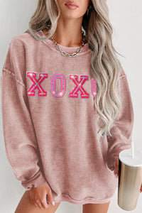 Thumbnail for XOXO Round Neck Dropped Shoulder Sweatshirt - T - 1 COLOR -