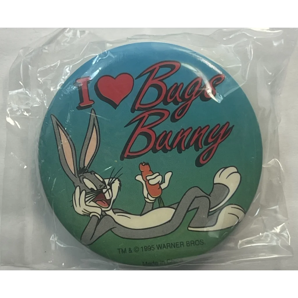 Vintage 1995 Looney Tunes Pin, I Love Bugs, Unopened in Package!