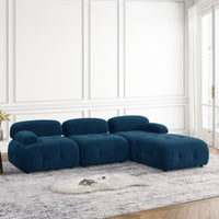 Thumbnail for Modular Sectional Sofa, Button Tufted Designed and DIY Combination,L Shaped Couch With Reversible Ottoman, Navy Velvet