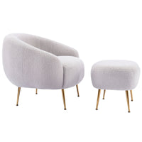 Thumbnail for Modern Comfy Leisure Accent Chair, Teddy Short Plush Particle Velvet Armchair With Ottoman for Living Room