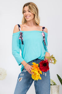 Thumbnail for Celeste Full Size Tie-Strap Off-Shoulder Blouse - T - 1 COLOR -