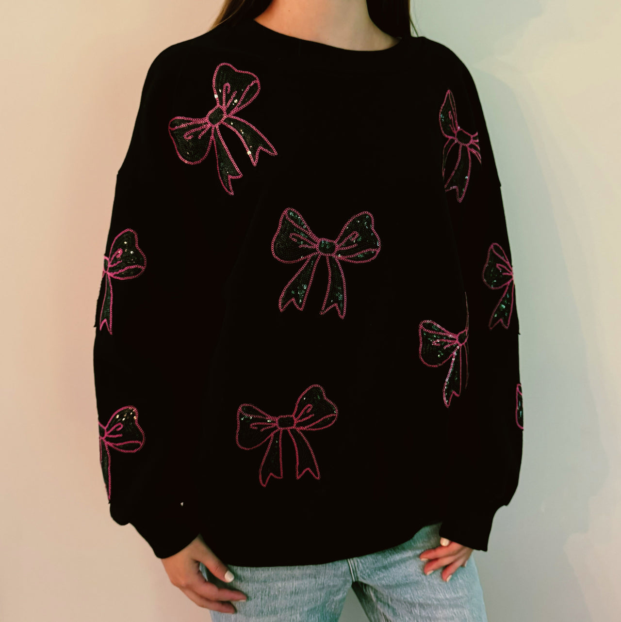 Ellison & Young - Sparkly Bow Patch Sweatshirt - 2 COLORS -