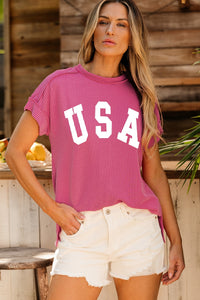 Thumbnail for USA Round Neck Short Sleeve T-Shirt