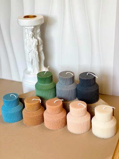 Ribbed Pedestal Pillar - 3 COLORS- 3 FRAGRENCES -