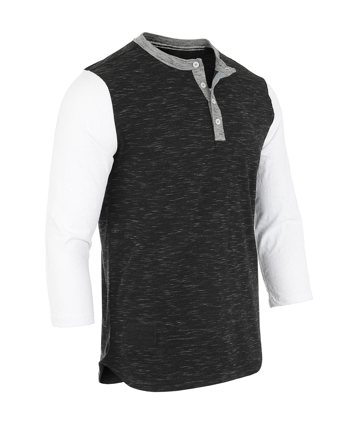 Men's 3/4 Sleeve Black / White Baseball Henley – Casual Athletic Button Crewneck Shirt - 2 COLOR COMBOS -