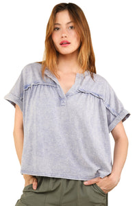 Thumbnail for VERY J Nochted Short Sleeve Washed T-Shirt - T - 1 COLOR -