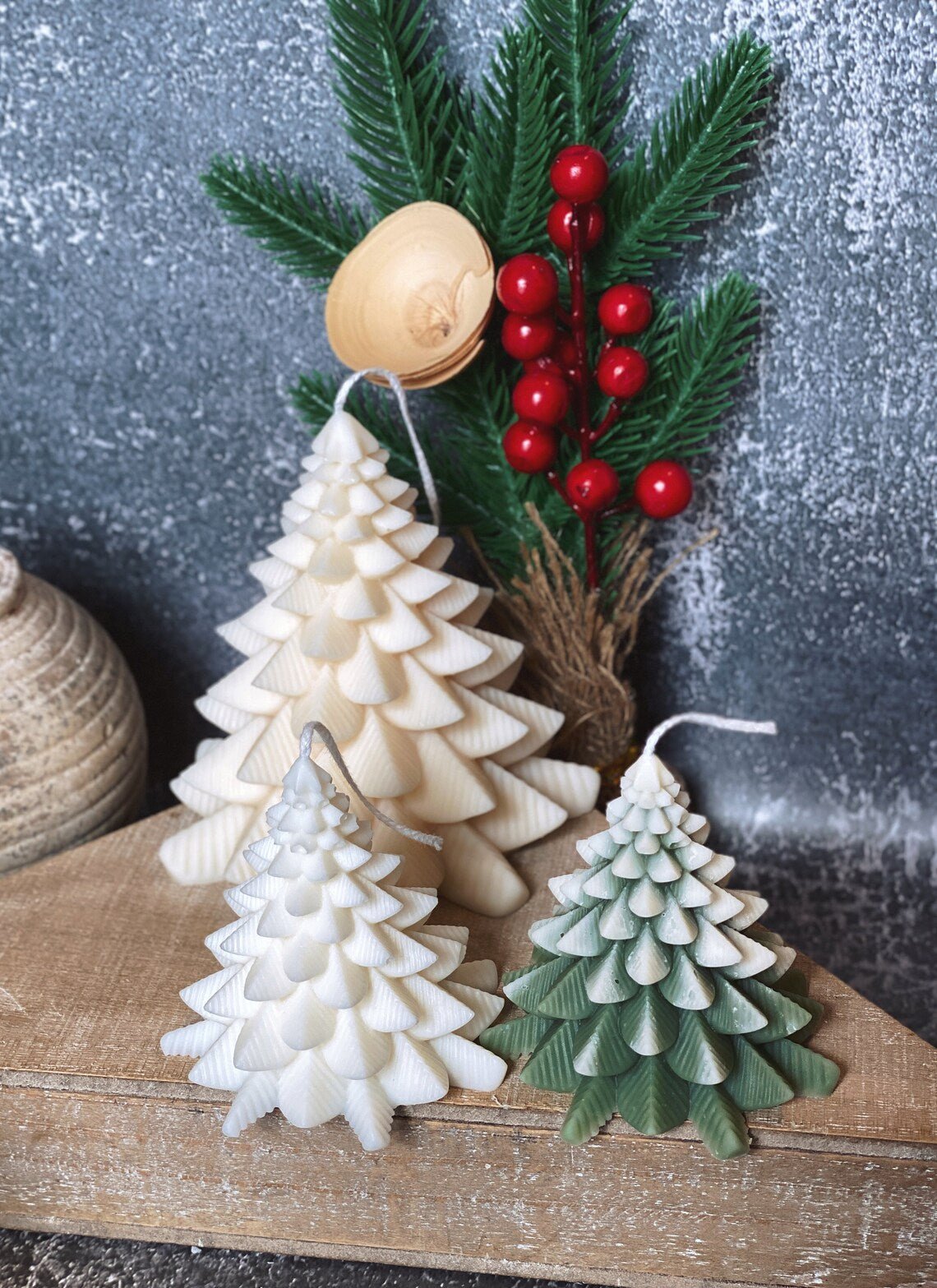 Christmas Tree Candles - Fir Trees Holiday Decor - 4 STYLES - 4 FRAGRENCES -