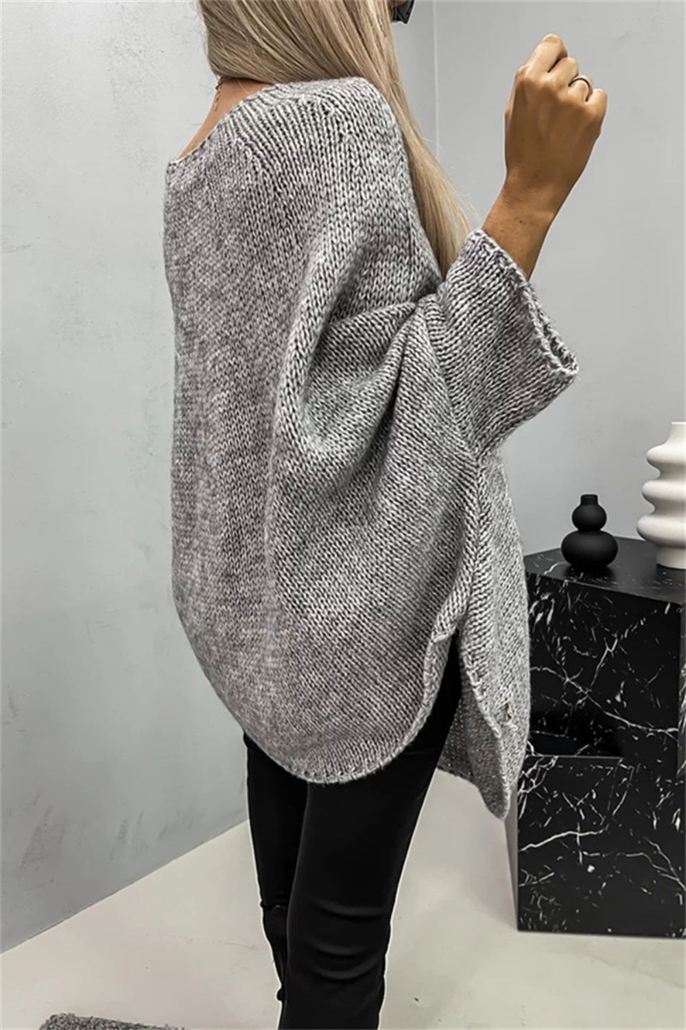 Round Neck Batwing Sleeve Sweater - T - 5 COLORS -