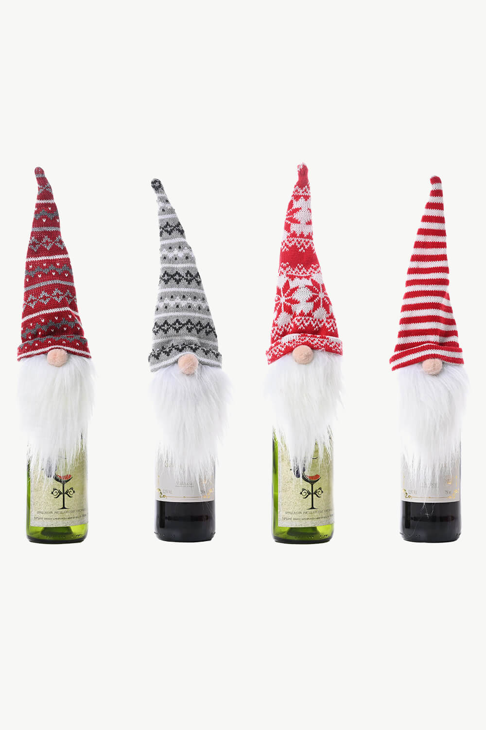 4-Pack Christmas Gnome Wine Bottle Covers - 15" - [5-10 DAY DELIVERY] - 4 PCS. - T -