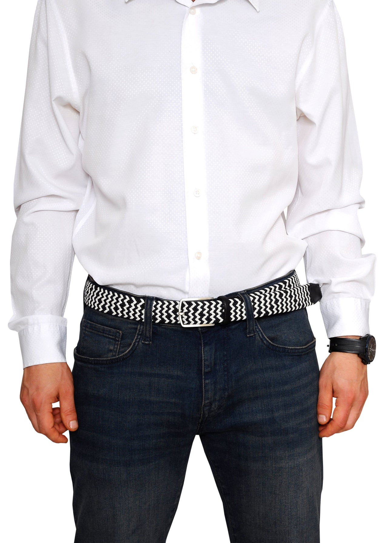 Jkel - Alps Zebra Striped Men Stretch Belt -