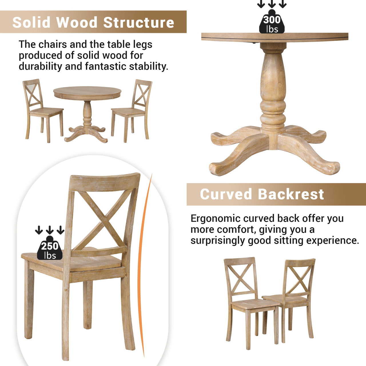 Modern Dining Table Set for 4,Round Table and 4 Kitchen Room Chairs,5 Piece Kitchen Table Set for Dining Room,Dinette,Br