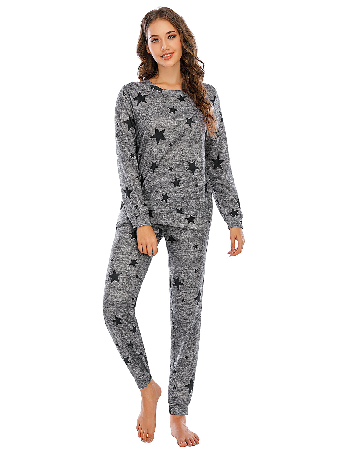 Star Top and Pants Lounge Set - 2 PCS. - T - 4 COLORS -