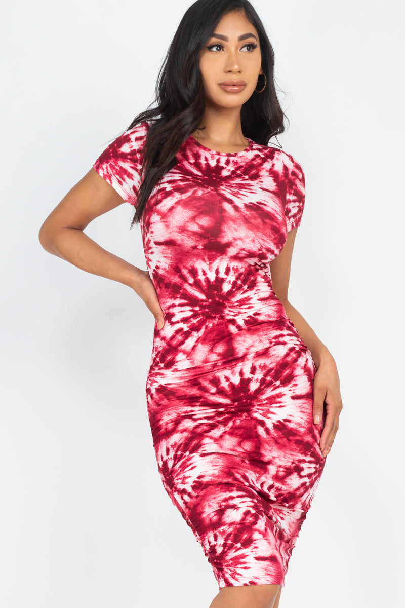 Capella - Tie-Dye Ruched Bodycon Dress - 4 COLORS -