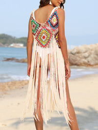 Thumbnail for Fringe Spaghetti Strap Cover-Up - T - 10 COLORS -