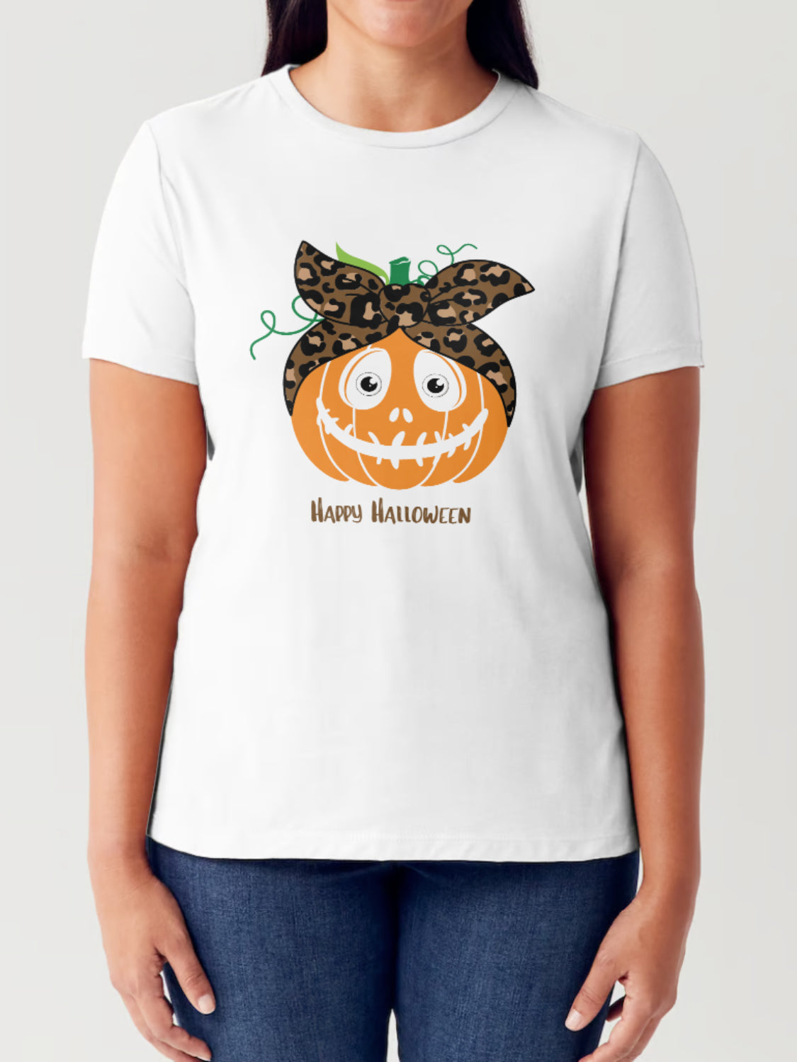 Simply Love Full Size HAPPY HALLOWEEN Pumpkin Graphic Short Sleeve Tubular T-Shirt - SIZES S THRU 3XL -  T - 2 COLORS -