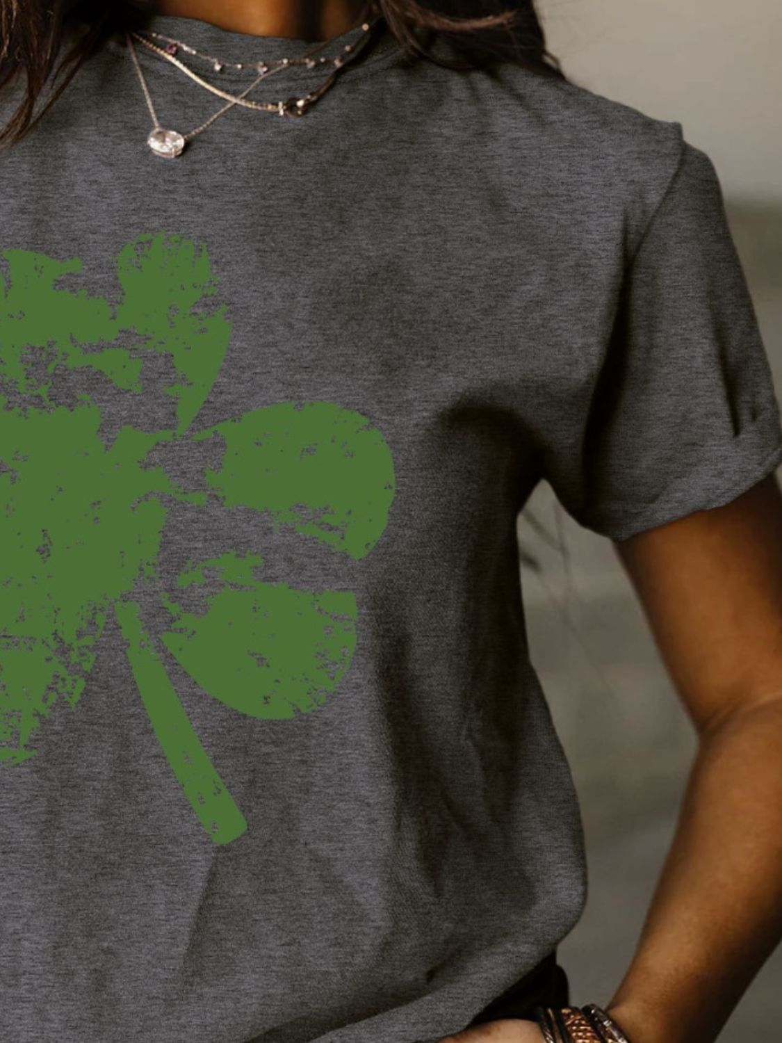 Full Size Lucky Clover Round Neck Short Sleeve T-Shirt - T - 11 COLORS -